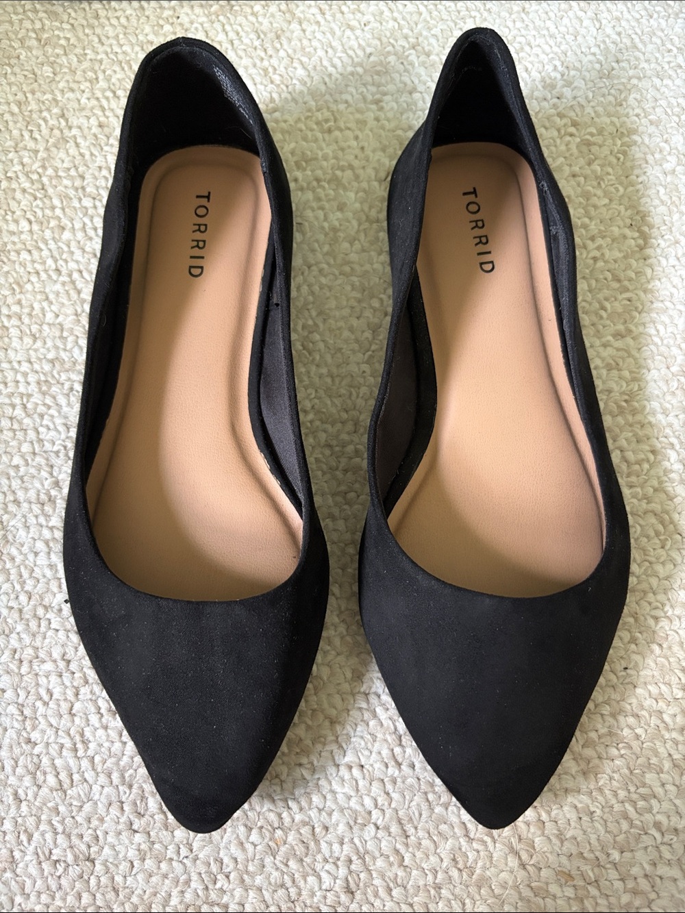 torrid Black Pointed-Toe Suede-Look Flats